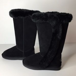 Black genuine leather boots